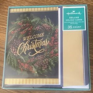 Hallmark Holiday Cards with Gold and Green Wreath Design